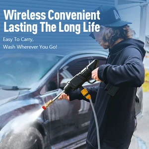 High pressure portable car washing machine 30Bar 3Bar Battery Charging Lithium Wireless Spray Cleaner, Pump, Washing Machine 9 Main Washer Sales High Pressure Battery - №3