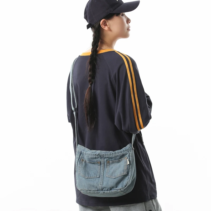 Small Denim Women's Bag New Jeans Shoulder Cross Bag School Messenger Bag Y2K Eco Bag Korean Shopper Satchels Canvas Handbag Ins