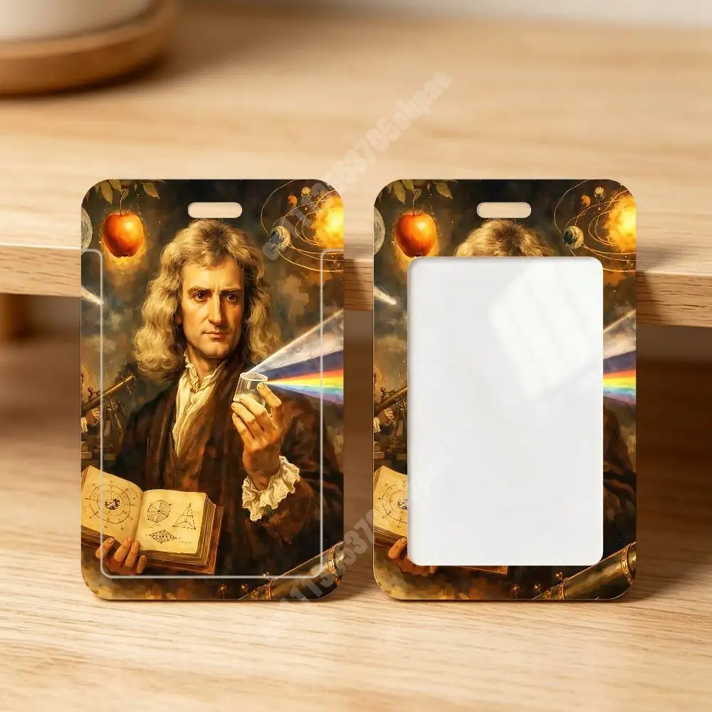 World Famous Person Sir Isaac Newton Plastic Card Holder Worker ID Card Clear Transparent Employee Visitor Pass