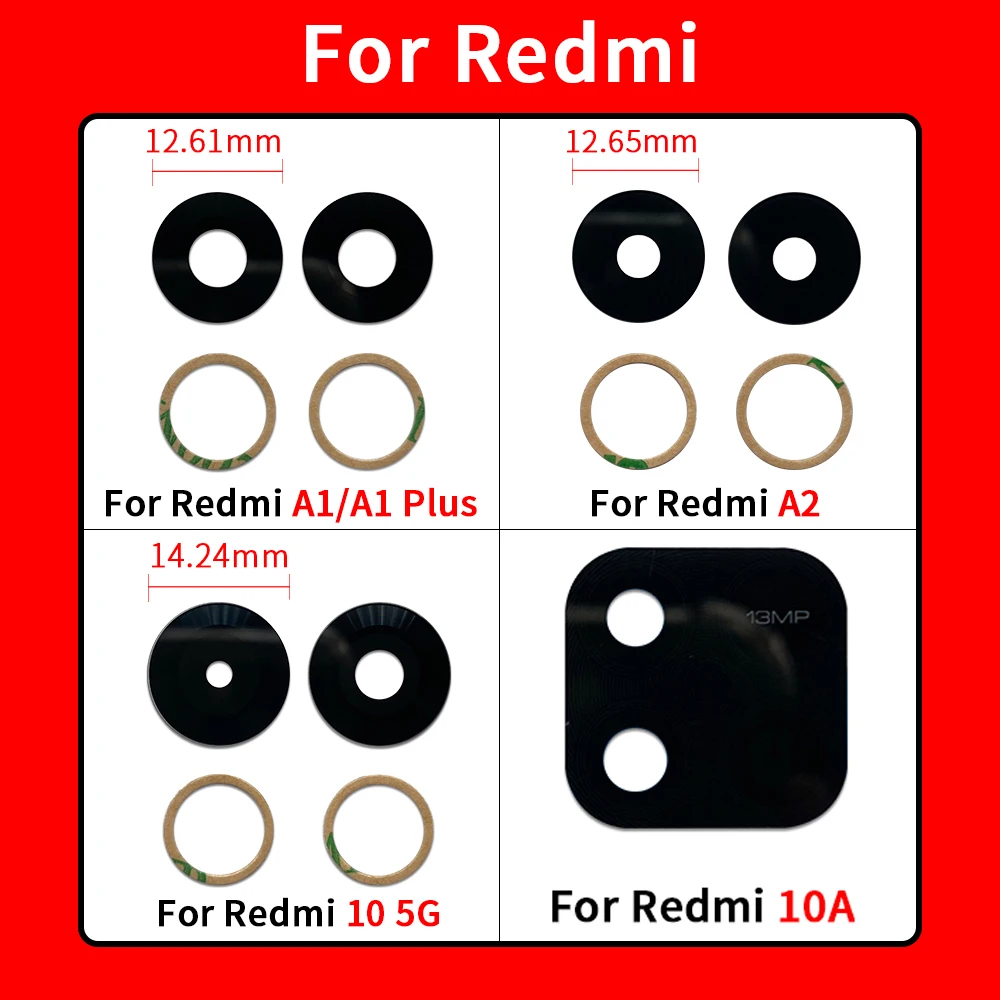 NEW Rear Camera Glass Lens Back Cover With Adhesive For Xiaomi Redmi A1 Plus A2 A3 10 5G 10A 10C 9T K40s 6A K50 Gaming K20 K60