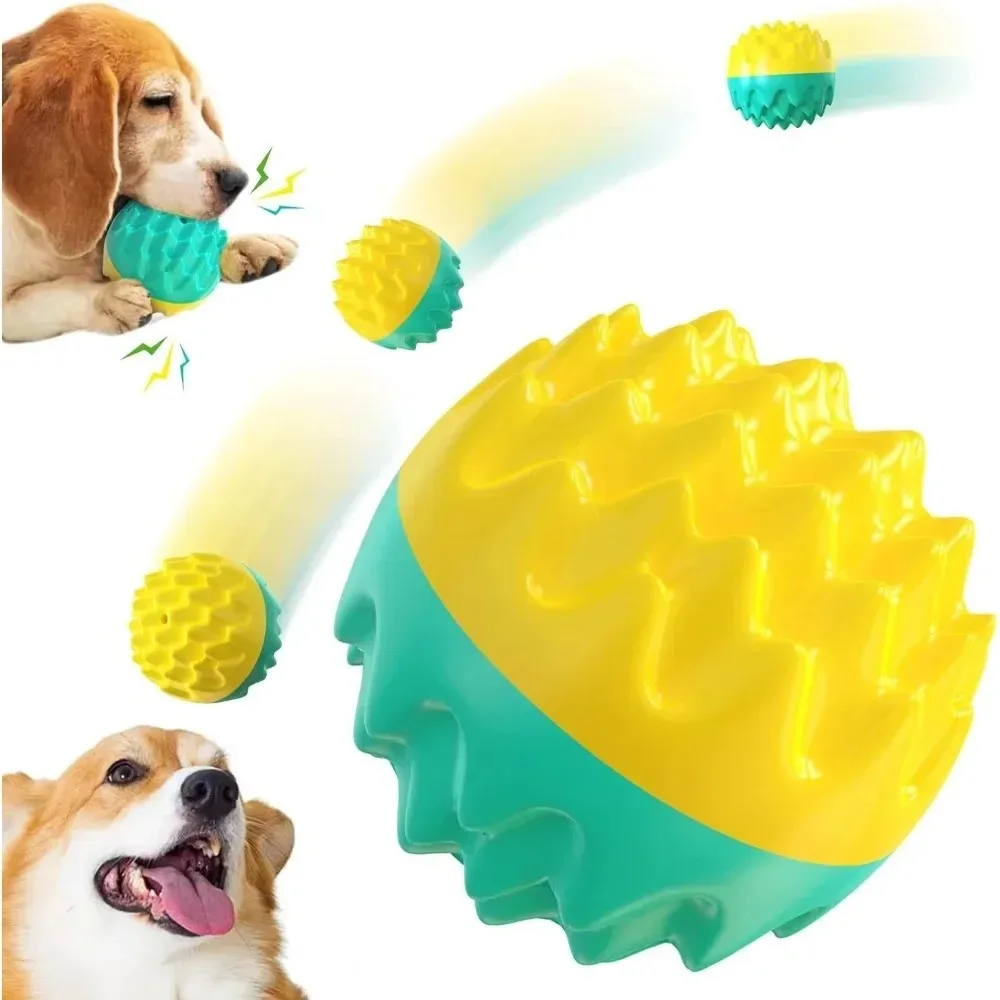 Dog Interactive TPR Squeaky Ball Toy, Soft Bite Resistant Teeth Cleaning Design, For Puppy Small Medium Dogs Chewing Playing