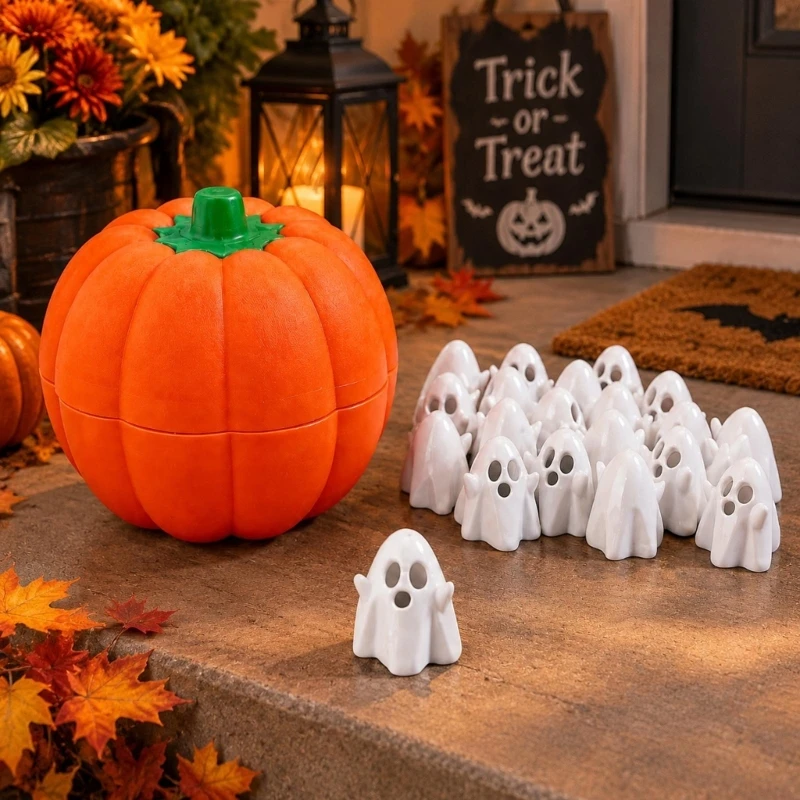 Halloween-Geistfiguren und geriffelter Behälter Set für saisonale Partys, 3 x – Detail 1