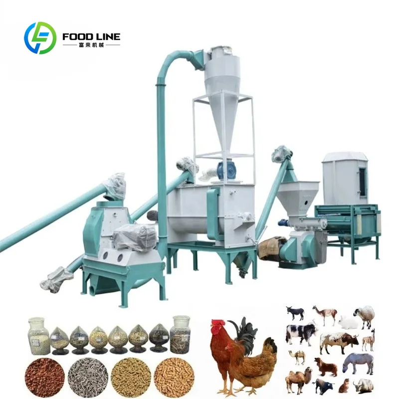 Customized 500-1000KG/H Popular Animal Feed Processing Plan Chicken Livestock Feed Plant Poultry Feed Pellet Machine
