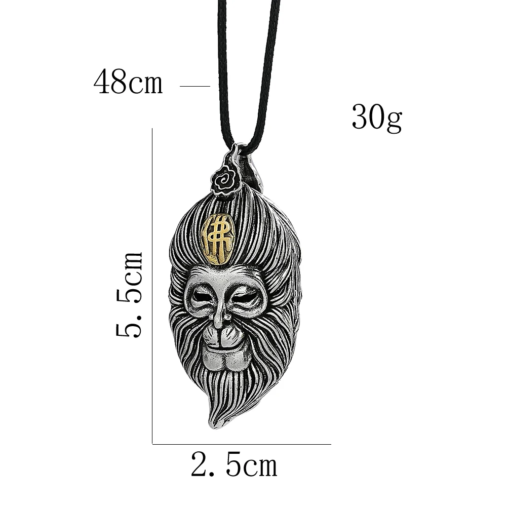 Classic Monkey Sun Wukong Pendant Necklace Chinese Retro Mythology Figure Necklace Men Jewelry Matching Winter Sweater Accessory