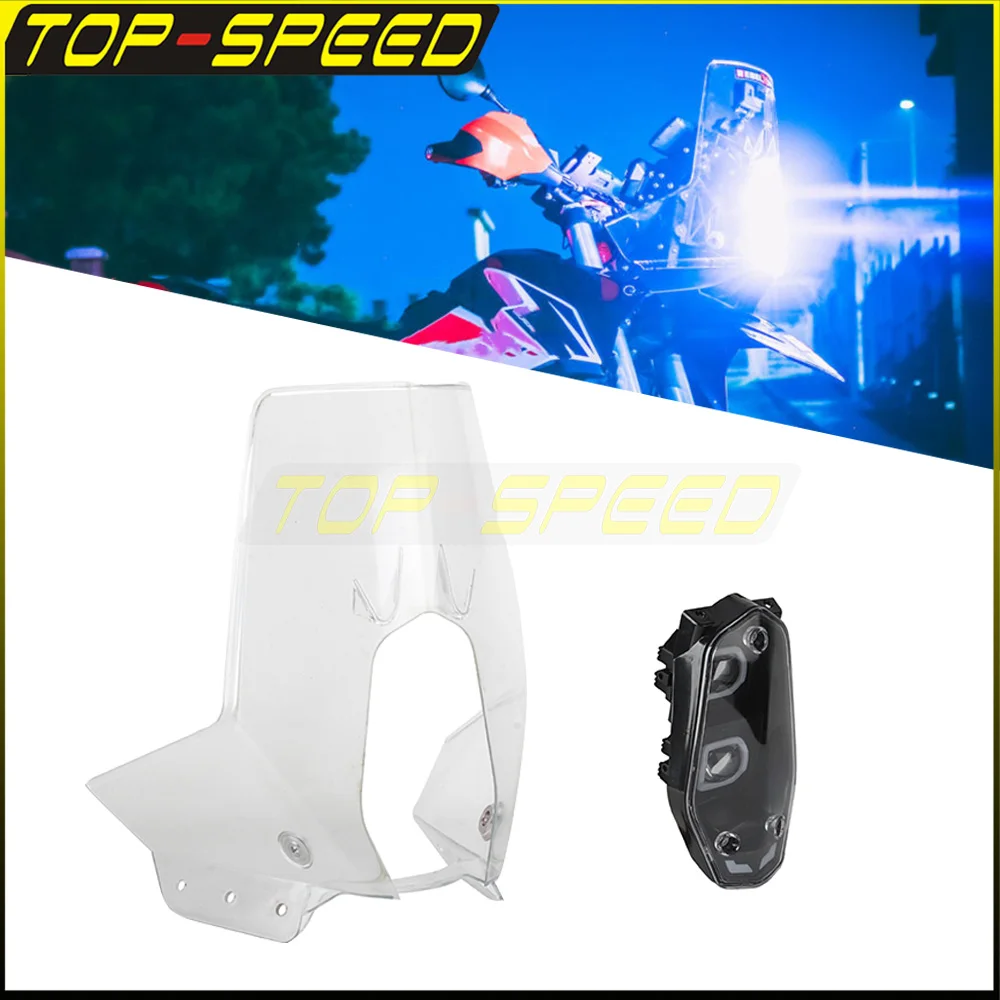 Dirt Bike Enduro Rally LED Headlight Fairing Windshield Protector Clear Motocross For 450 Rally Replica Enduro 690 790 890 BAJA