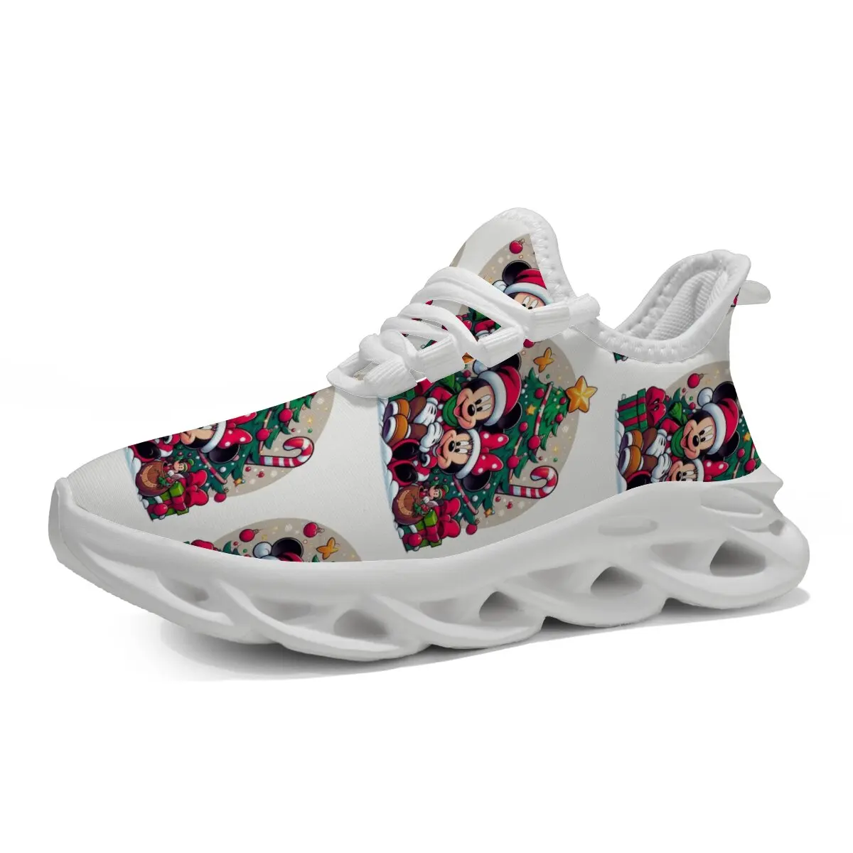 

Легкие повседневные кроссовки с рождественским принтом и Микки Маусом для детей, модные кроссовки для бега, детская прогулочная теннисная школьная обувь