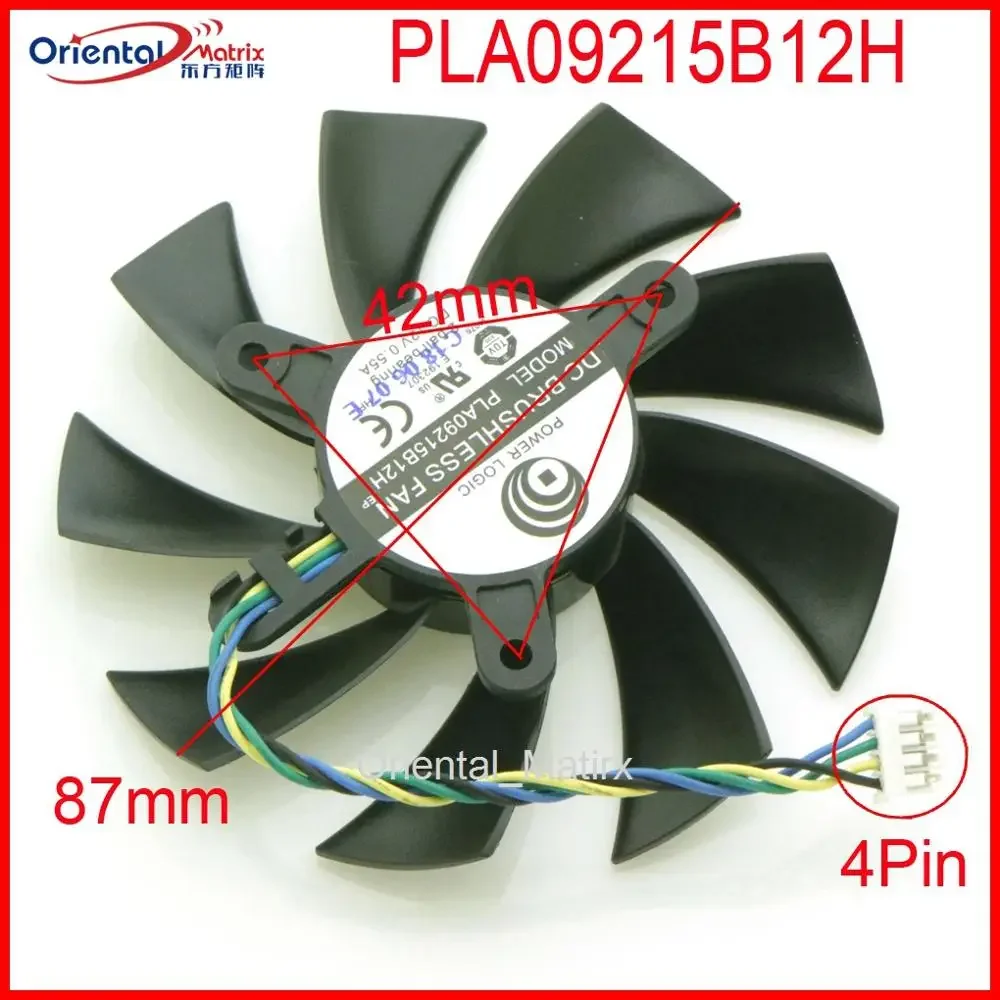 Free Shipping PLA09215B12H 12V 0.55A 87mm 4Wire 4Pin Fan For HP GTX1060 3G ITX Graphics Card Cooling Fan