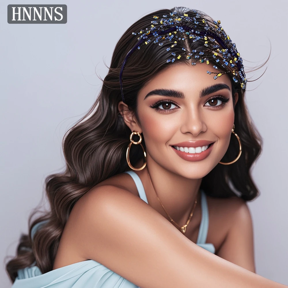 

TOPQUEEN Blue Topaz Branch Weddings Hair Accessories Handmade Unique Art Ladies Banquet Party Christmas Ball Headdress YXA33