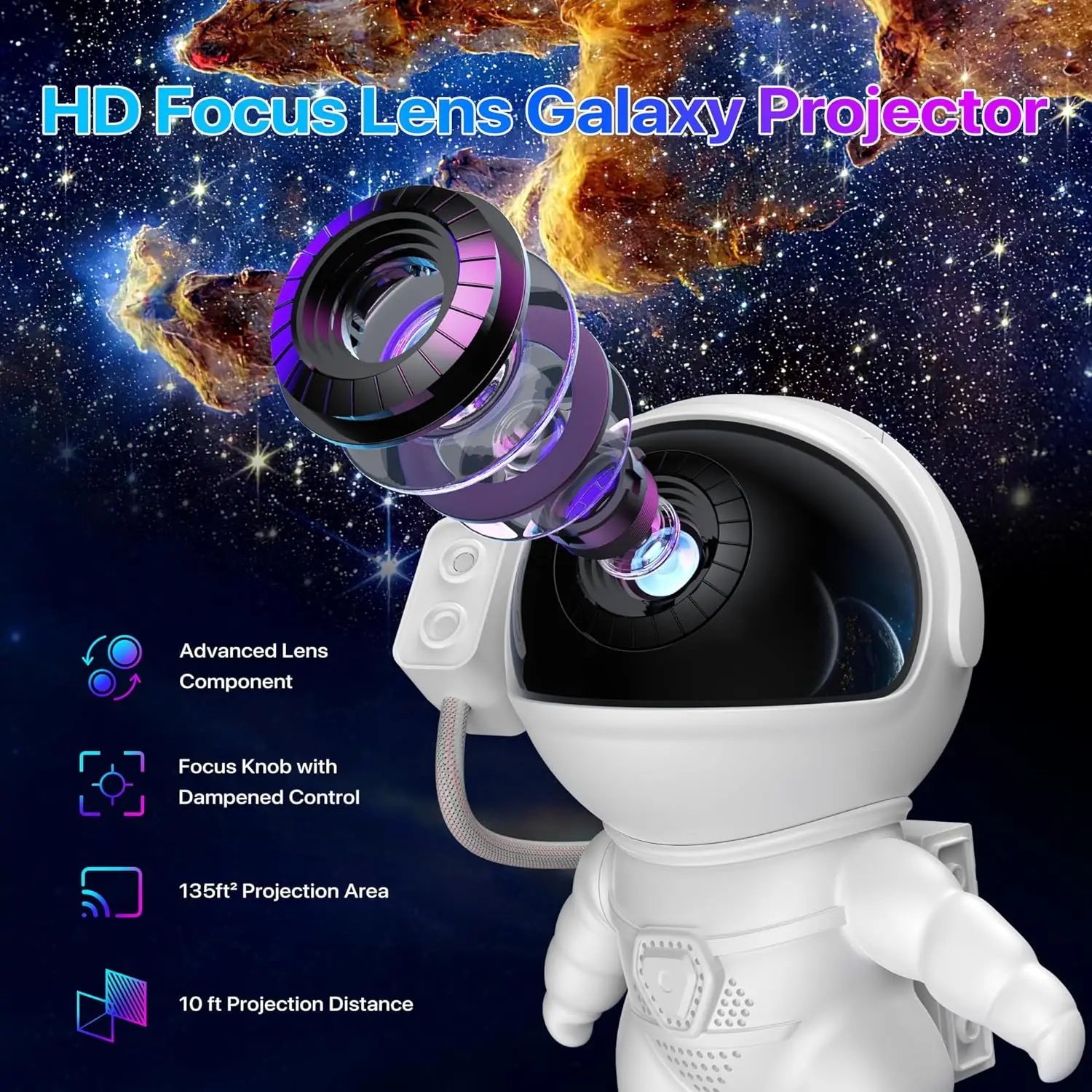 Astronaut Apace Projector Starry Nebula Ceiling LED Night Light  360° Rotate Astronaut Space Projector For Room Decoration Lamp