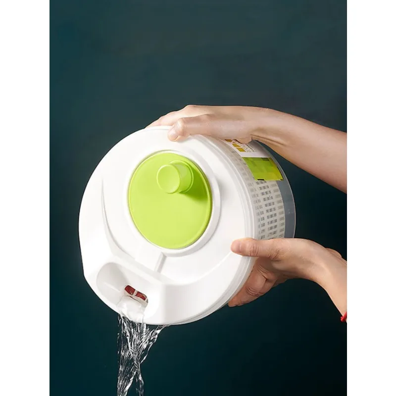 Household Vegetable Dehydrator Creative Manual Water Salad Spinner Fruit Drain Basket Dryer Hand Crank Kitchen Household Gadget