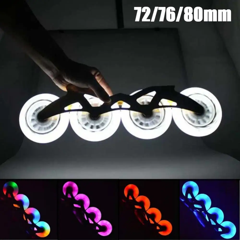 Luz LED piscando rodas de rolo, patins de velocidade em linha, rodas de scooter, roda de patinação inline, 80mm, 76mm, 72mm, 2pcs