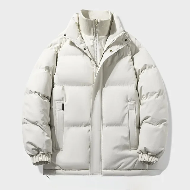 LIBIELIY Loose Casual Stand Collar Cotton Jacket Warm Stylish Fake Two-Piece For Couples Men Women Winter Outerwear Fashionable