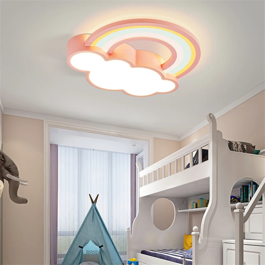 Color dimming clouds rainbow ceiling lights bedroom cartoon Nordic modern ceiling lamps study aisle living room decor lighting