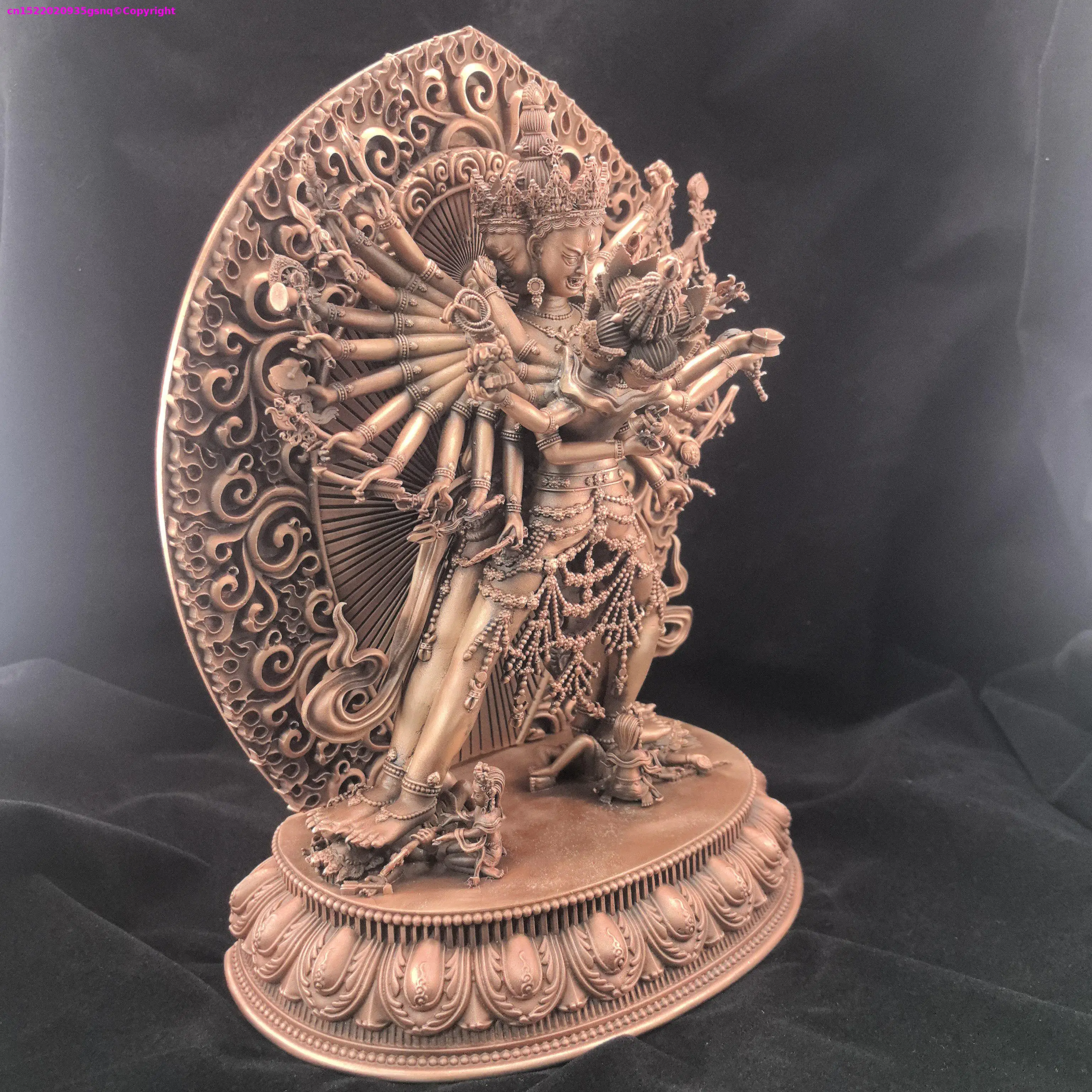 Buddhist temple decoration 23cm large TOP copper carving Buddha statue Kalacakra-vajra Guardian statue family monk worship