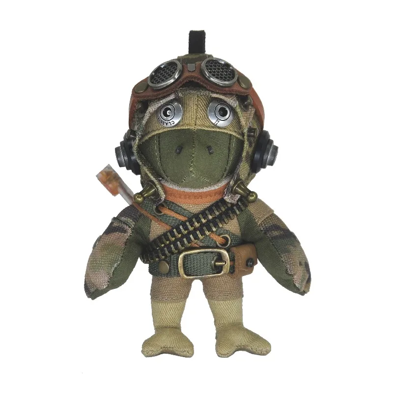 The small clumsy bird of the land warfare soldier. Military camouflage bullet chain version. Backpack pendant. Handmade doll.