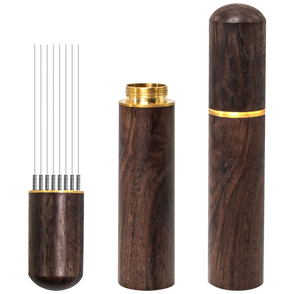 Espresso Stirrer Distributor Tool - Stainless Steel Coffee Tamper with Wood Handle WDT Needle Barista Accessories Leveler