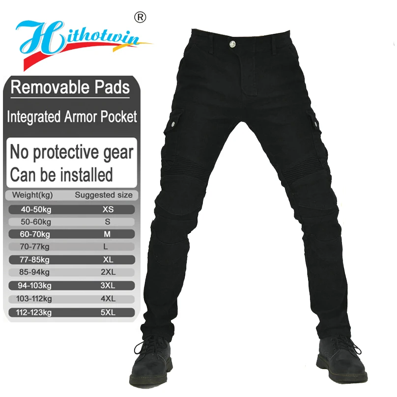 Blue Motorcycle Jeans for men standard riding pants off road anti fall denim trousers with armor pockets armor not included 06
