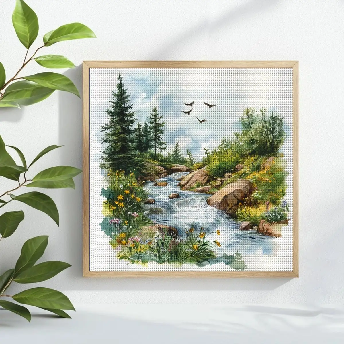 1pc 30X30CM/11.8inch Landscape Scenery Stamped Cross Stitch Kit DIY Kit 11/14/16CT DIY Embroidered Set DIY Cross-Stitch Set