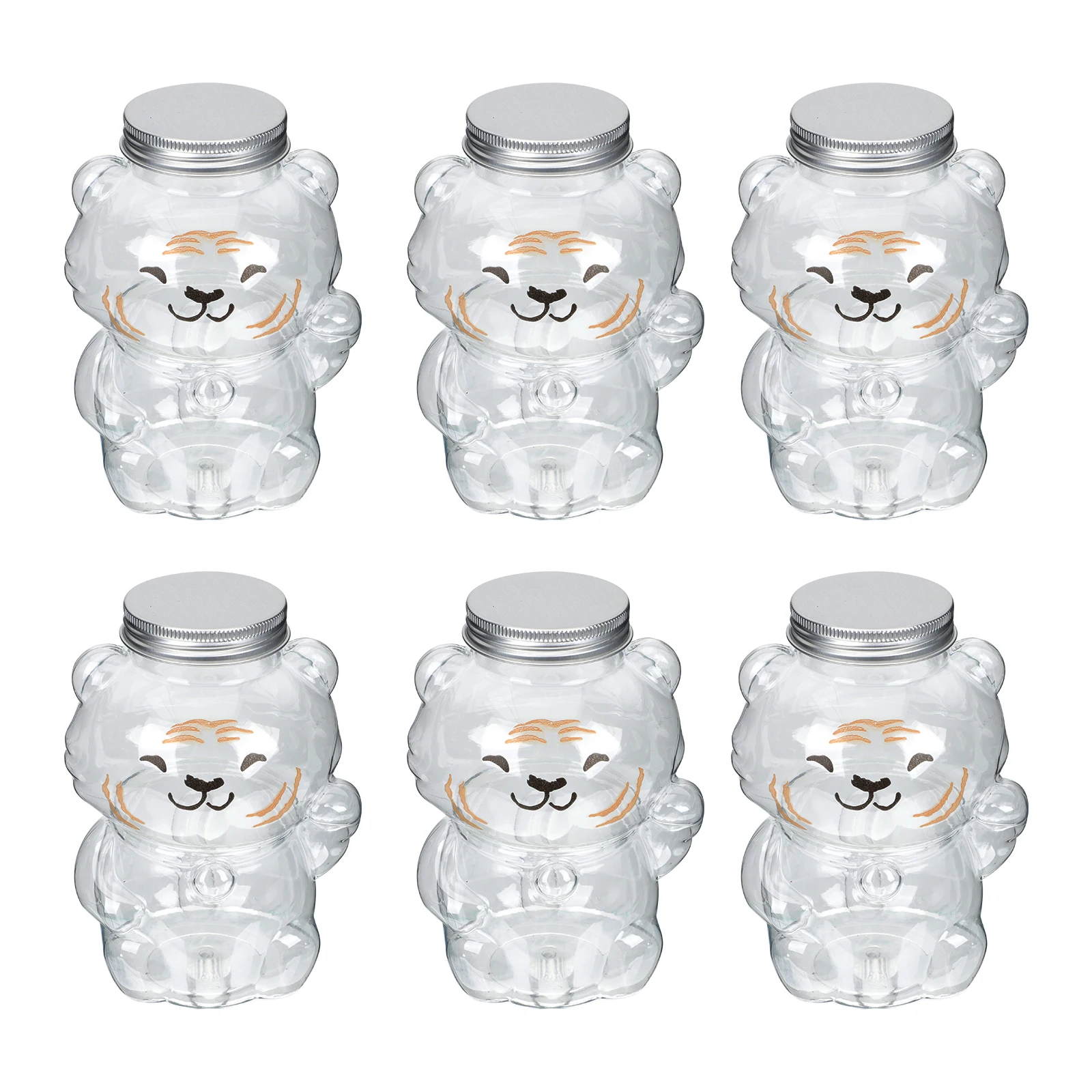 

Cold Milk Bottles Tiger-Shaped Beverage Bottles 16 oz Plastic Drink Containers Juice Reusable Flat Bottom Sealed Lids Portable