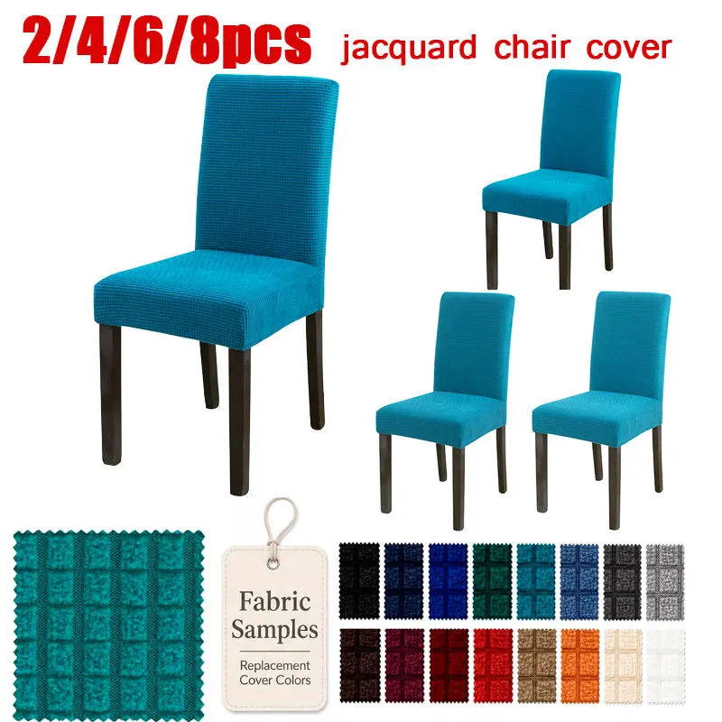 Solid Jacquard Chair Covers Stretch for Wedding Dining Room Office Banquet Housse De Chaise Chair Cover