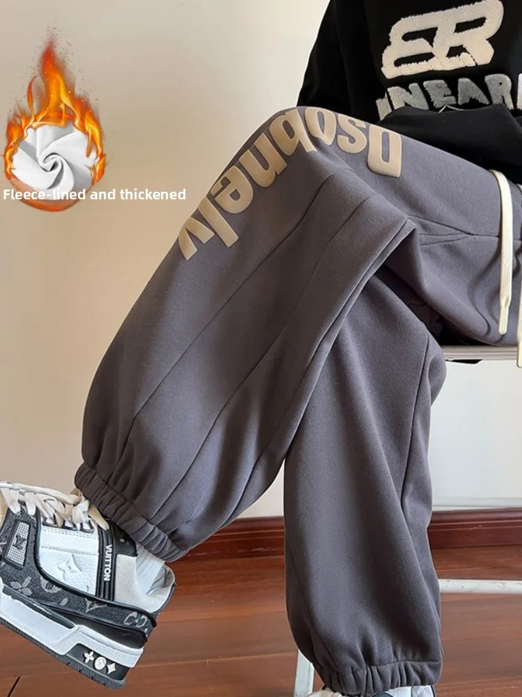 

Мужские зимние спортивные брюки Thiened American Sle с принтом букв, теплые повседневные брюки свободного кроя, молодежный тренд Faion