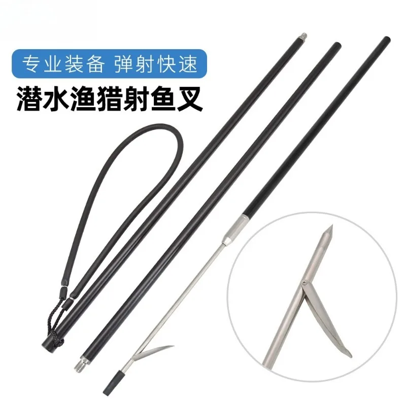 3 Section Aluminum Spearfishing Spear 5 Prong Barbed Fishing Pole Hunting Tool