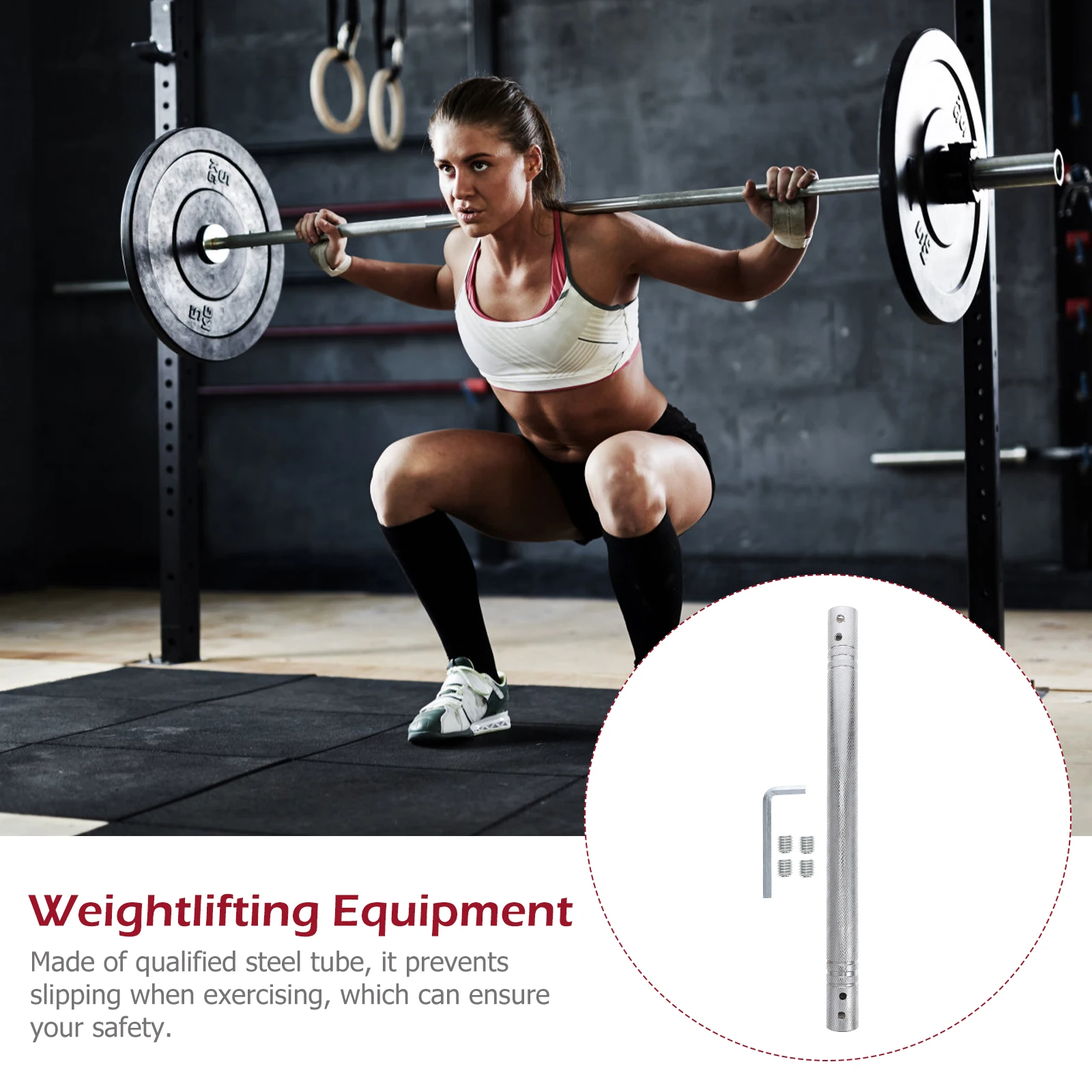 

Dumbbell Connecting Rod Weightlifting Equipment Barbell Replacement Accessories Steel Tube Non Slip Thread Design Household