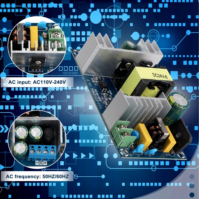 2PCS 150W 24V 6A High Power Power Module Blote Board AC-DC Power Board WX-DC2416 Power Module transformator