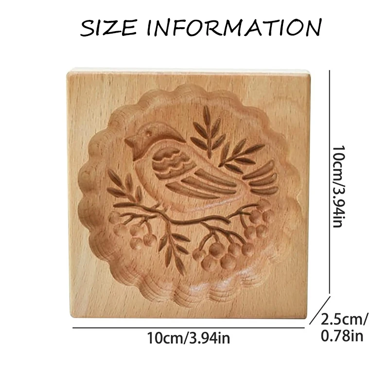 Wooden Cookie Molds 3D Bird Cookie Cutter Carved Biscuit Embossing Mold Cookie Press Stamps Pastry Maker Baking Tool Bakeware