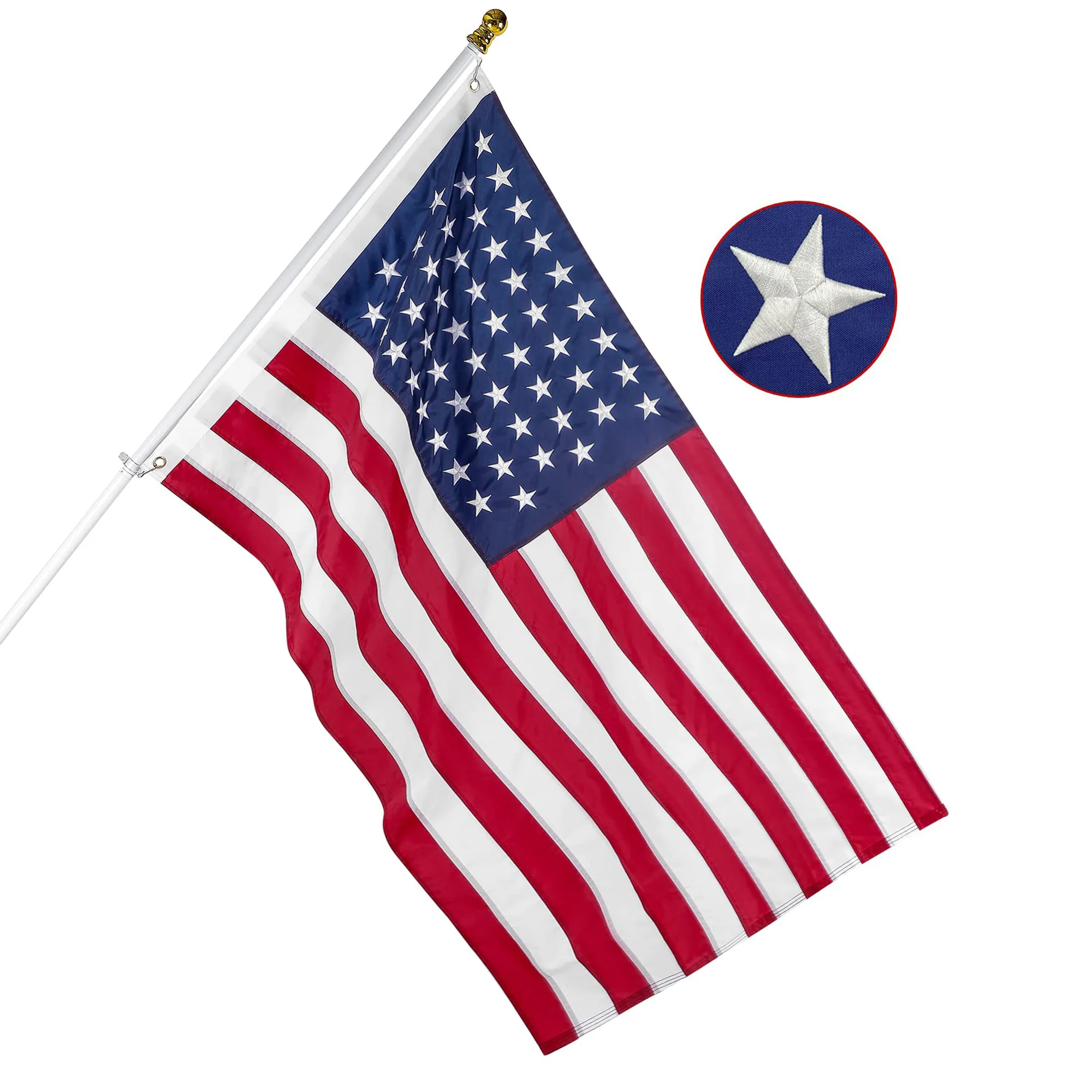 90x150cm USA American Flag Stars and Stripes United States Embroidered Star National Flags, Outdoor Yard Banner