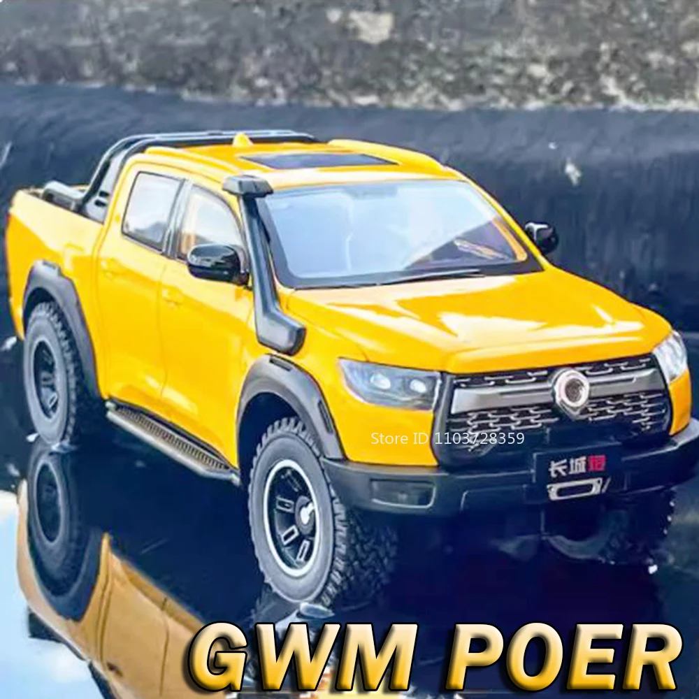 

1:24 GWM POER Pickup Model Toy Cars Alloy Diecast F150 RV Off-road Vehicle Sound Light Doors Opened Pull Back for Children Gifts