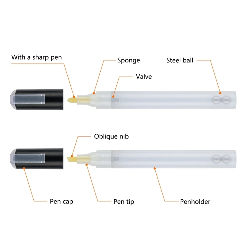 6 قطع من أقلام التحديد الفارغة القابلة لإعادة الملء، قلم طلاء فارغ، علامات جرافيتي، علامات أكريليك