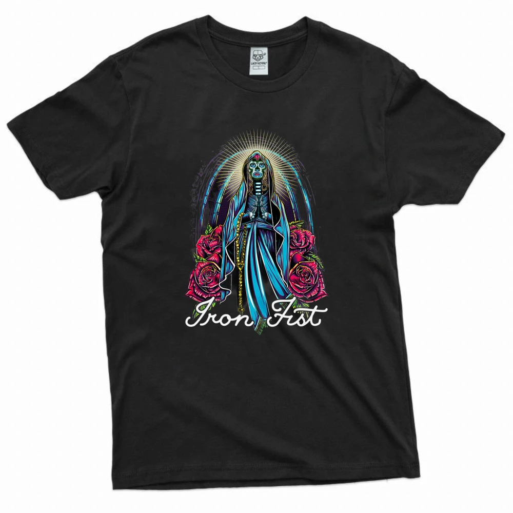 Iron Fist Urban Graphic T-Shirt Skull Saint Rosa Aura Gothic Streetwear Trendy Unique Gift  Vintage UniseTrendy Cotton Shirt