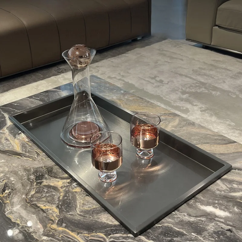 Luxury Living Room Furniture Italian Modern Square Coffee Table Nature Marble Lava Stone Coffee Table Marble Stainless Steel