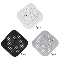 3 Pieces Silicone Drain Cover with Suction Cup Flexible Flat Strainer Hair Catcher for Shower Washbasins Kitchen Bathroom Filter