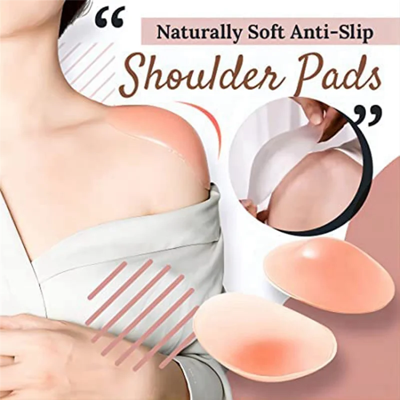 Silicone Shoulder Pads for Womens Clothings, Anti-Slip Shoulder Push-Up Pads, Reusable, Invisible Enhancer 2 Pair