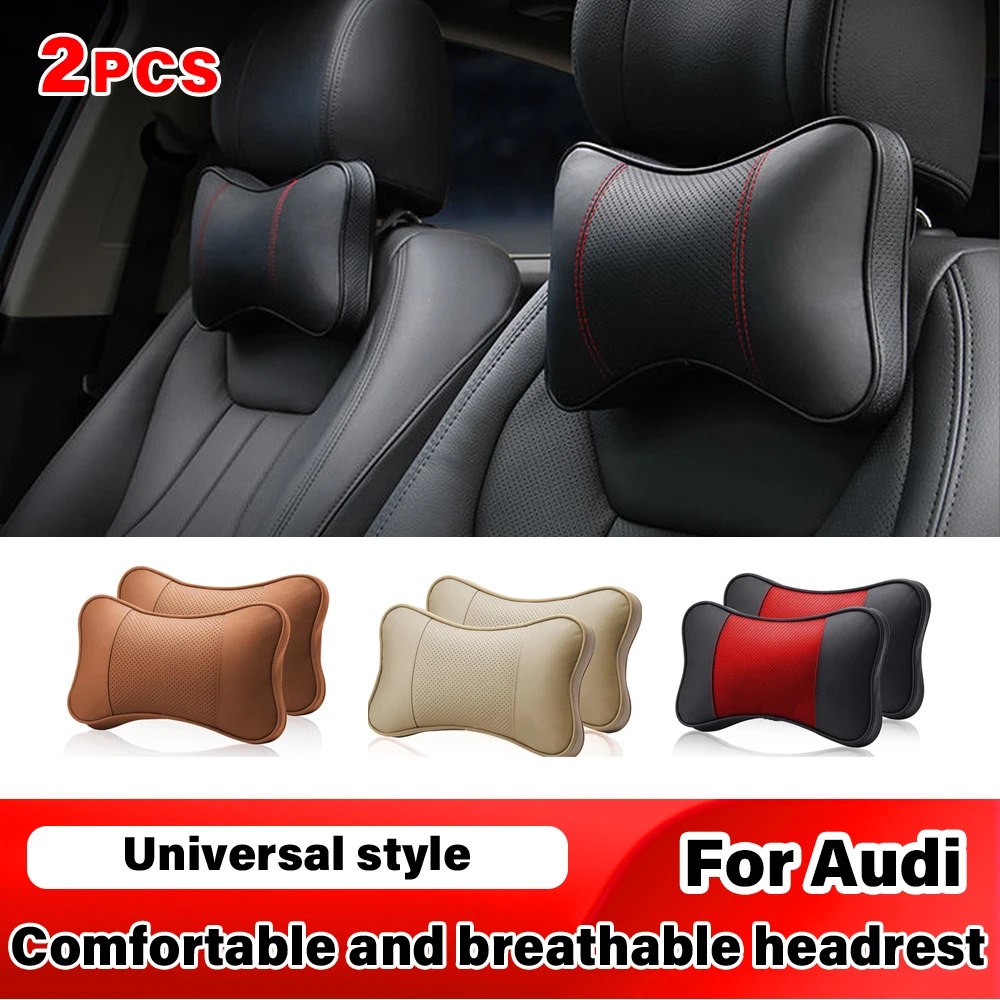 

For Audi A3 A4 A5 A6 A7 Q3 Q5 Q7 S3 S4 S5 S6 S7 RS S-Line 2PCS Car Headrest Neck Pillow Support Seat Neck Pillow Soft Breathable