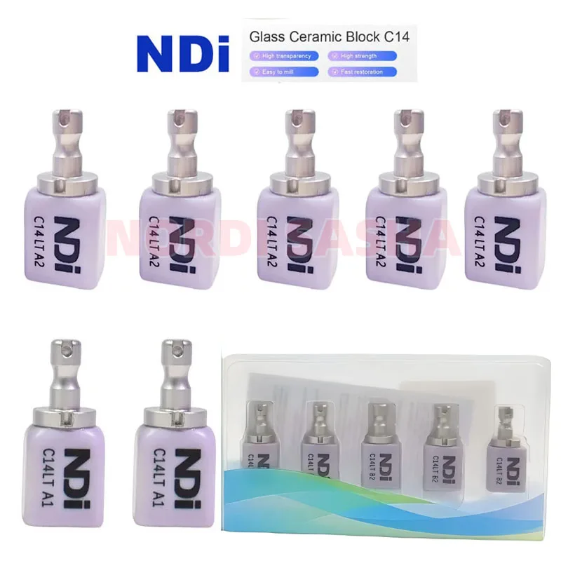 

Big Sale NDI C14 Lithium Disilicate Blocks Dental CAD/CAM Glass Ceramic Blocks Cubes Translucency Materials 5Pcs/Box