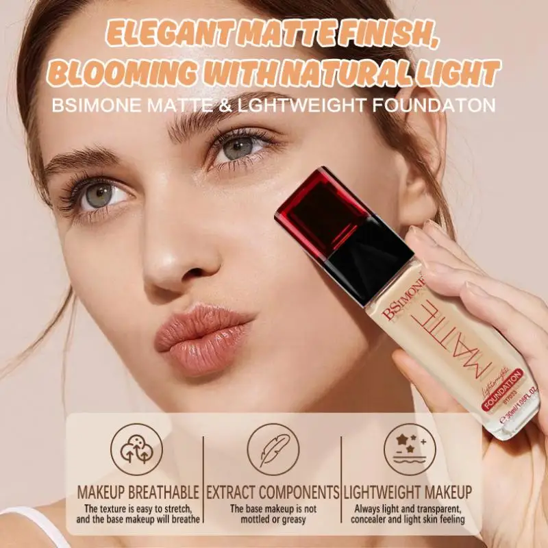 Fond de teint multi-usages BSIMONE, longue tenue, mat, imperméable, huile, haute couvrance, surligneur et retouche, maquillage du visage pour femmes