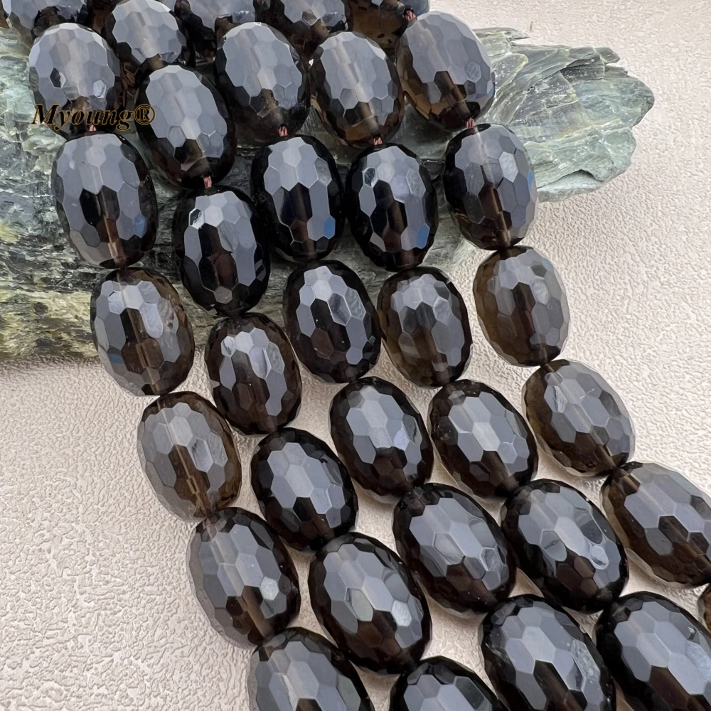 

15x21MM 19PCS Large Natural Smoky Quartz Crystal Faceted Barrel Cutting Nugget Beads For DIY Jewelry Making MY230919