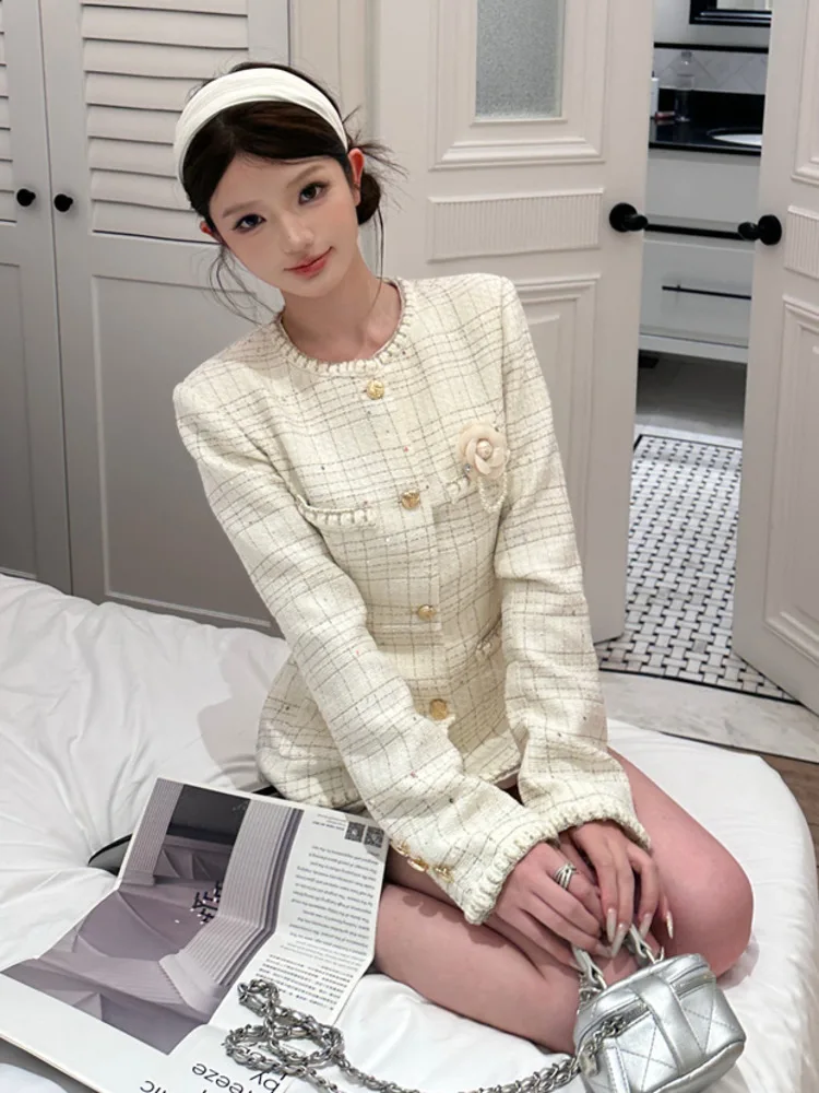 عالية الجودة أنيقة بدلة على الموضة مجموعة خريف شتاء 2025 سيدة جديدة حلوة شيك تنورة صغيرة قطعتين مجموعة للنساء Conjuntos Cortos #4