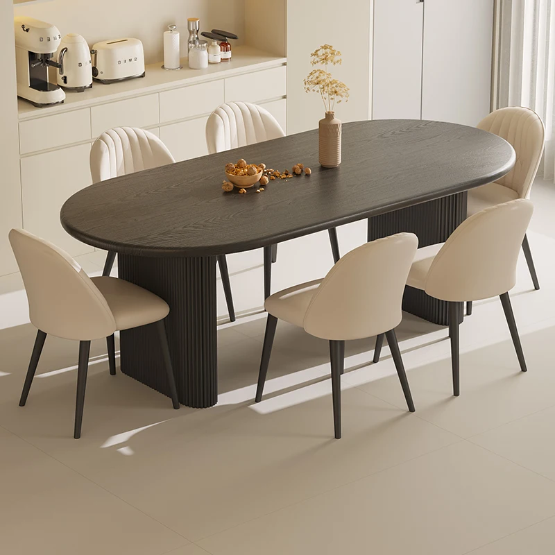 

Solid Wood Dining Table And Chairs Small Apartment Oval Dining Table Combination