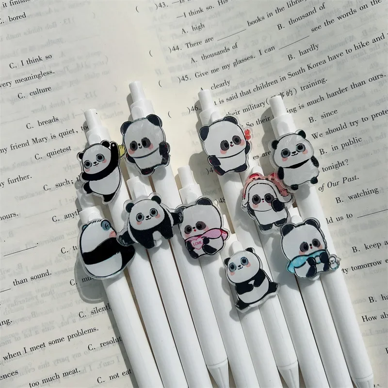36pcs  Cute little panda press  cartoon super cute black and white panda  0.5 students brush question  good-looking pen