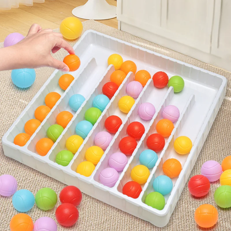 Color Sorting Ball Toy Sensory Game Rainbow Balls Board Game Color Sorting Counting Interactive Puzzle for Kids Christmas Gifts