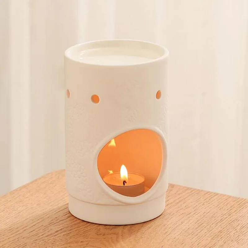 Porcelain Frosted Grain Essential Oil Burner Candle Holder Oil Lamp Spa Yoga Indoor Smell Fragrance Item Home Decor