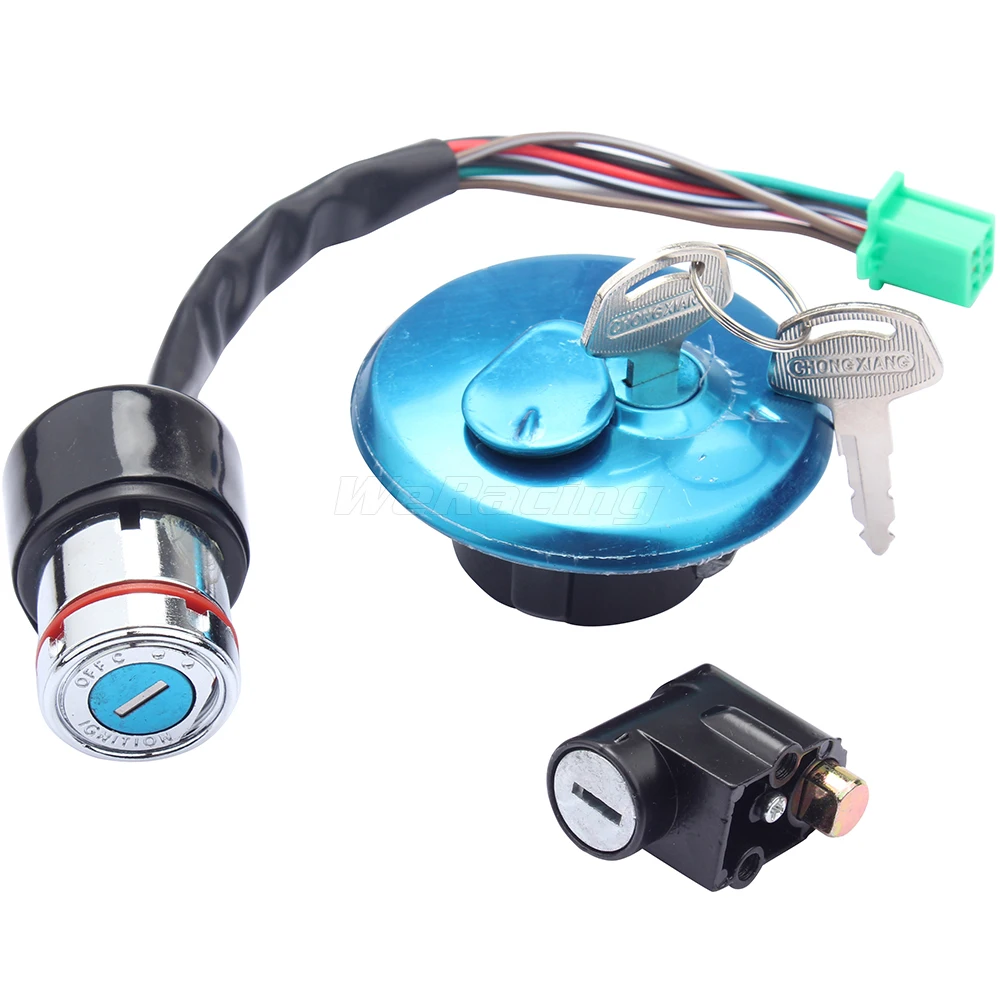 Ignition Switch Fuel Gas Cap Cover Steering Lock Key Set for Suzuki GN 125 Motorcycle