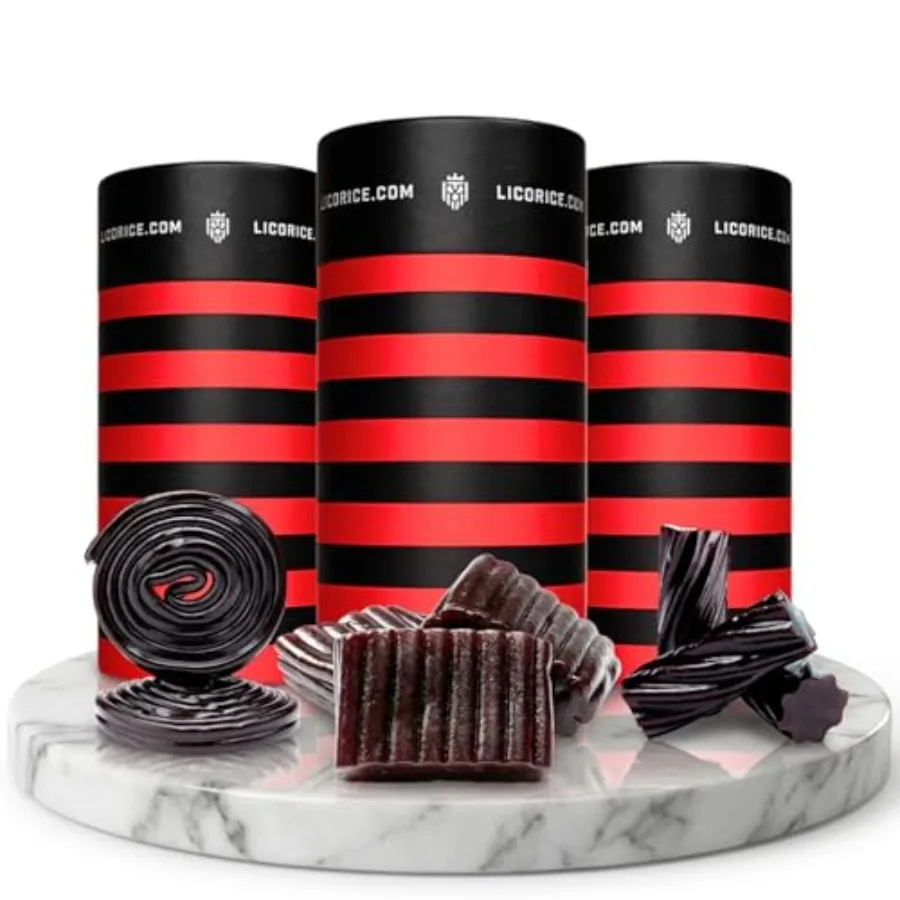 

Candy Gift Box for Holidays and Birthdays Soft Chewy Black Licorice Australian Sweet Rich Authentic Black Licorice Spirals Pill