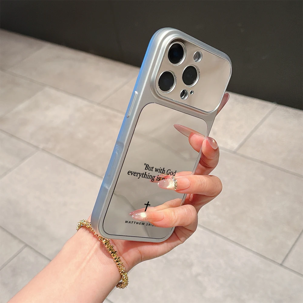 Christian Bible Verse Makeup Mirror Phone Case For iPhone 17 Air 16e 16 15 14 13 12 11 Pro Max X Xs XR Shockproof Cover Fundas - view 5