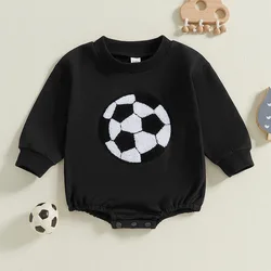 Spring Autumn Baby Clothing 0-1Y Infant Boys Football Embroidery Bodysuit Casual Toddler Long Sleeve One Piece Hoodie