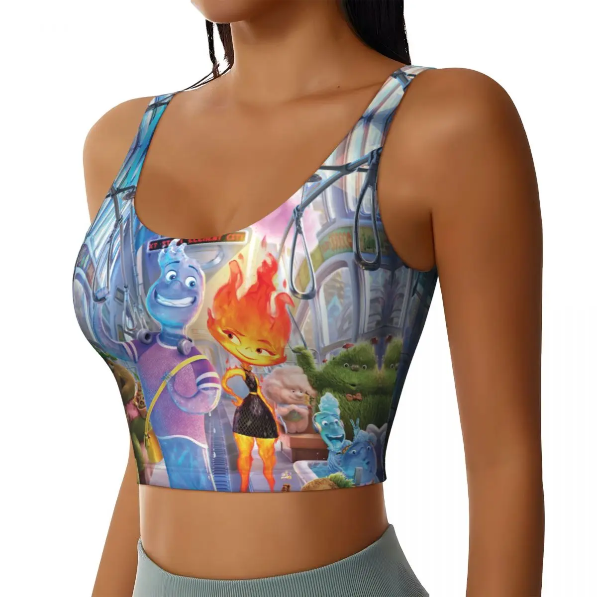 Custom High Impact Movie Cartoon Anime Elemental Sports Bra Women's Gym Workout Yoga Crop Top